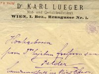 Privater Brief Luegers an den früheren Bürgermeister Cajetan Felder 